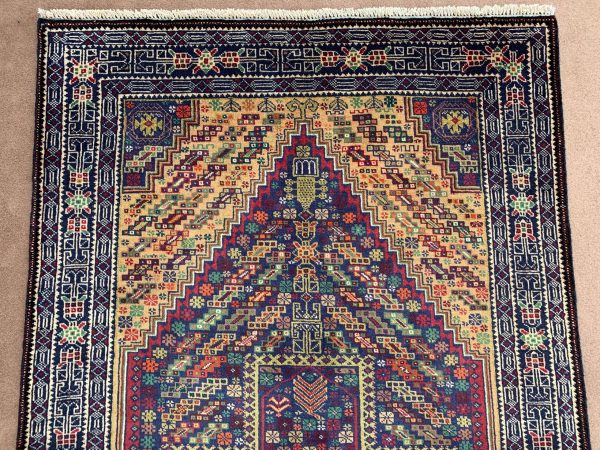 Authentic Handmade Afghan Wool Rug 3.8x6.5 ft, Blue - Image 4