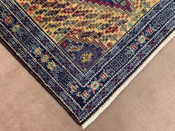 Authentic Handmade Afghan Wool Rug 3.8x6.5 ft, Blue - Image 5