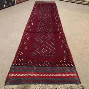 Vintage Afghan Kilim Runner Rug in Red and Black, 2.0x8.4 Ft