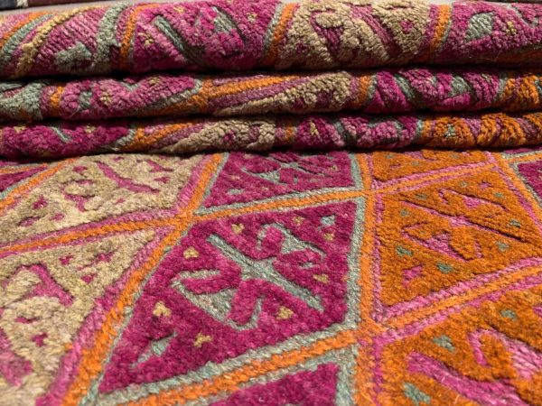 Afghan Kilim Rug 4.11x5.9 Ft Pink Wool Handwoven Vintage - Image 7