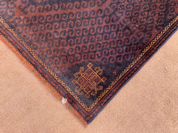 Handmade Afghan Wool Rug 3.4x5.10 Ft Brown Balouchi - Image 4