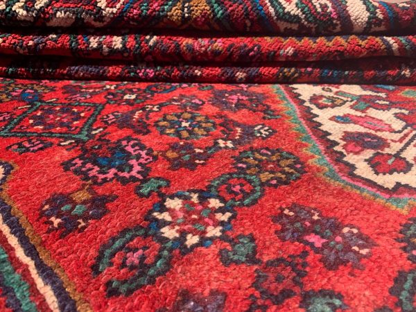 Handmade Red Wool Area Rug 6.9x10.3 ft – Afghan Vintage - Image 7