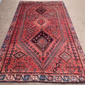 Handmade Afghan Wool Rug in Red, Full View