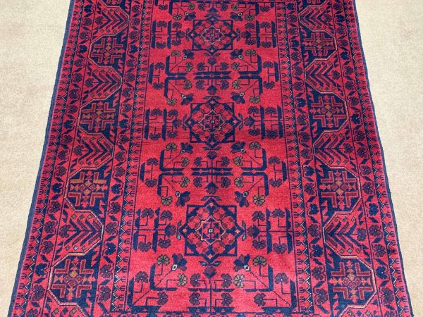 Afghan Handmade Wool Rug – Red, 3x5 ft, Natural Wool, Hand-Knotted - Image 5