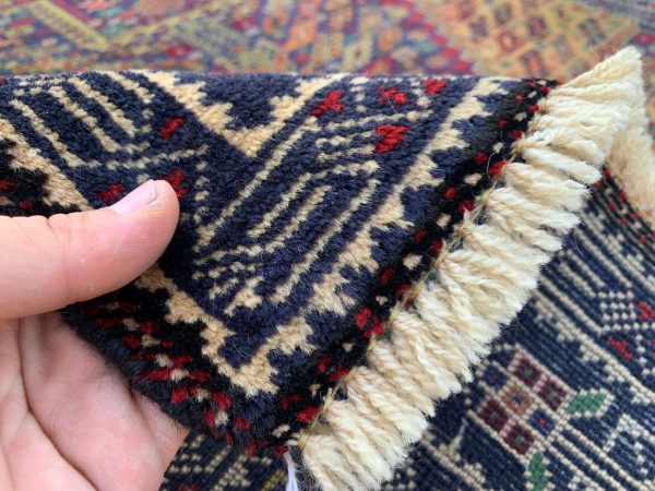 Authentic Handmade Afghan Wool Rug 3.8x6.5 ft, Blue - Image 7