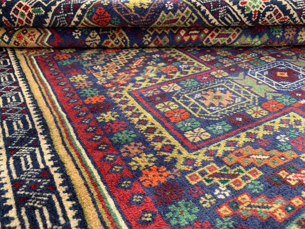 Authentic Handmade Afghan Wool Rug 3.8x6.5 ft, Blue - Image 8