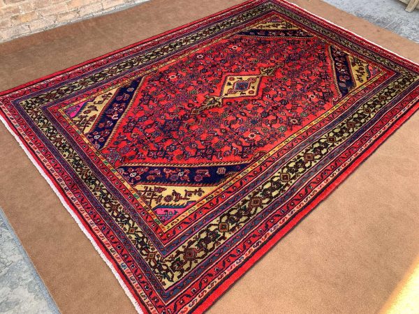 6.10x10.0 Ft Red Vintage Afghan Handmade Wool Rug - Image 2