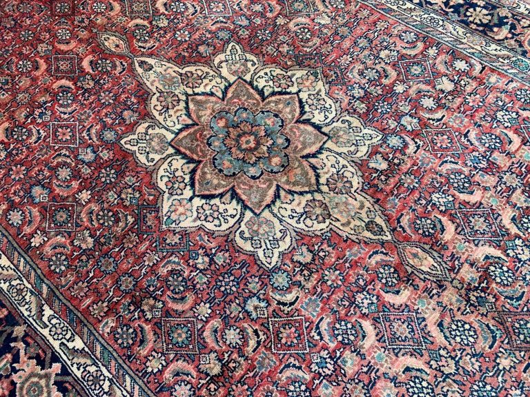 Vintage Afghan Handmade Wool Rug 4.11x10.6 ft Red Turkman Design - Image 5