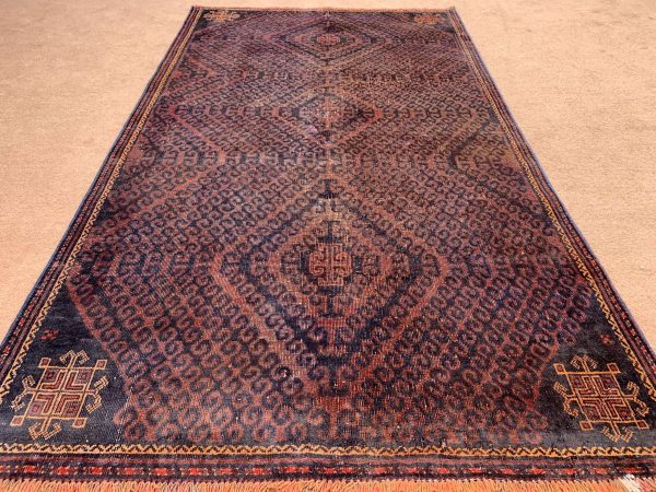 Handmade Afghan Wool Rug 3.4x5.10 Ft Brown Balouchi - Image 3