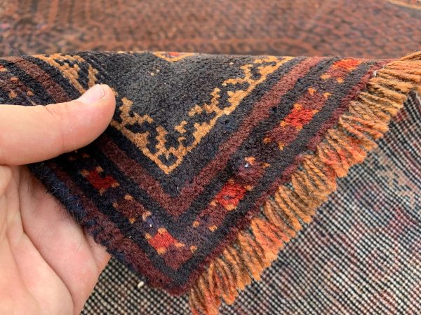 Handmade Afghan Wool Rug 3.4x5.10 Ft Brown Balouchi - Image 6