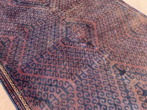 Handmade Afghan Wool Rug 3.4x5.10 Ft Brown Balouchi - Image 9