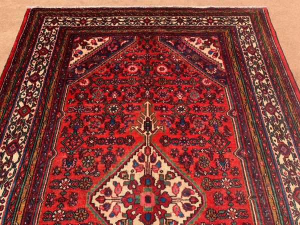 Handmade Red Wool Area Rug 6.9x10.3 ft – Afghan Vintage - Image 4