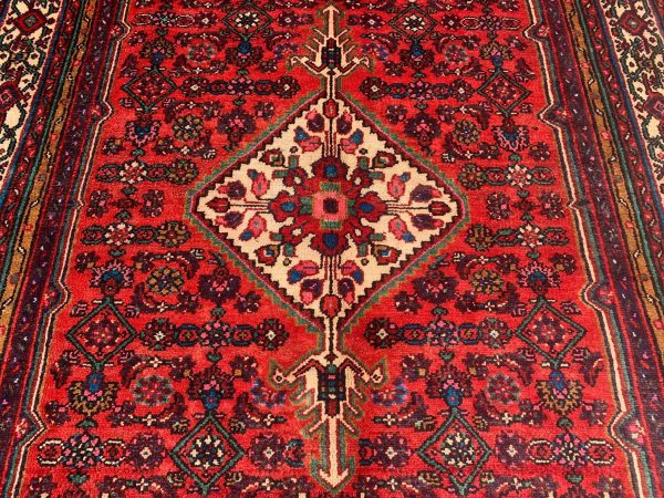 Handmade Red Wool Area Rug 6.9x10.3 ft – Afghan Vintage - Image 6