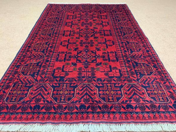 Afghan Handmade Wool Rug – Red, 3x5 ft, Natural Wool, Hand-Knotted - Image 3