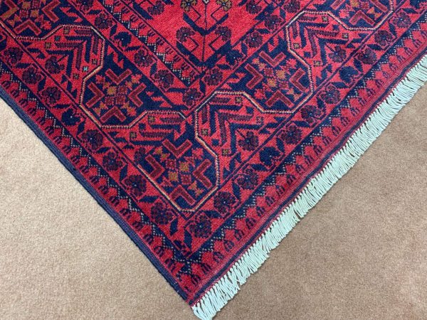 Afghan Handmade Wool Rug – Red, 3x5 ft, Natural Wool, Hand-Knotted - Image 4