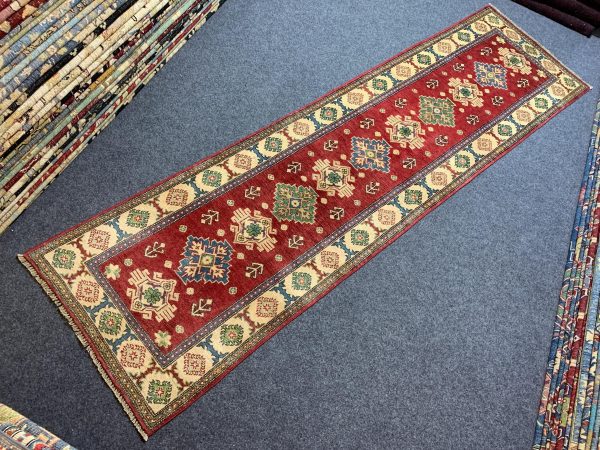 Handmade Afghan Kazak Wool Rug 3.11x5.11 Ft Blue Beige - Image 2