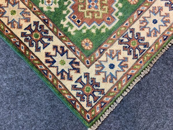 Handmade Kazak Wool Runner Rug, Beige 2.9x4.2 Ft - Image 5