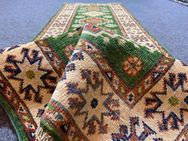 Handmade Kazak Wool Runner Rug, Beige 2.9x4.2 Ft - Image 8