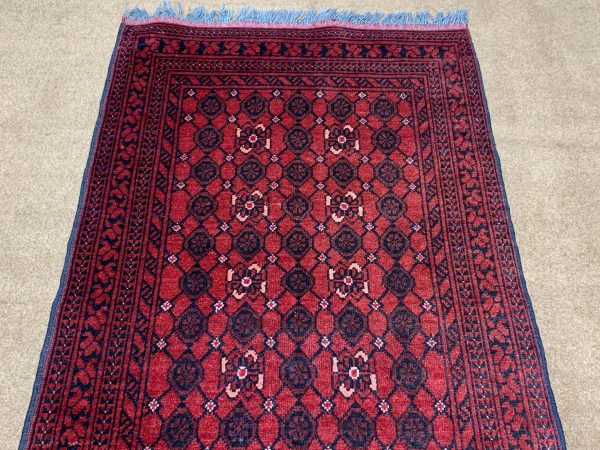 Red Handmade Wool Rug, 2.7x3.11 Ft, Afghan Khal Muhammadi - Image 3