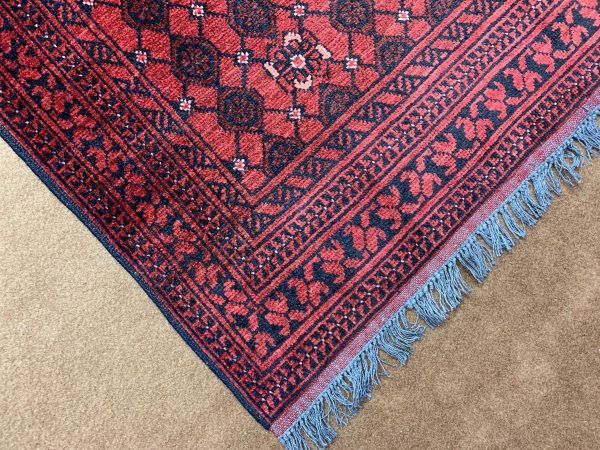 Red Handmade Wool Rug, 2.7x3.11 Ft, Afghan Khal Muhammadi - Image 4