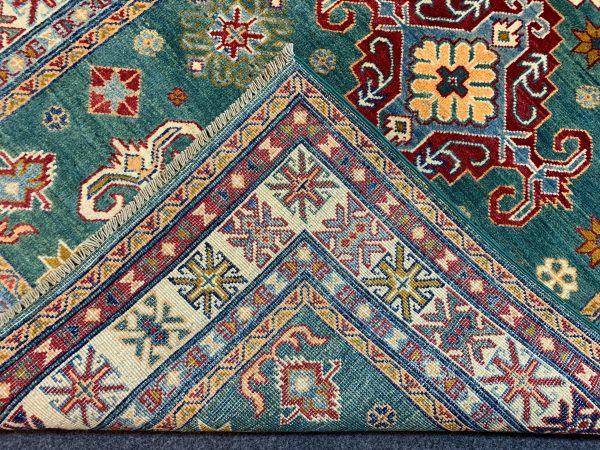 Silver Kazak Rug 4x6 Ft Handwoven Wool Area Rug - Image 9