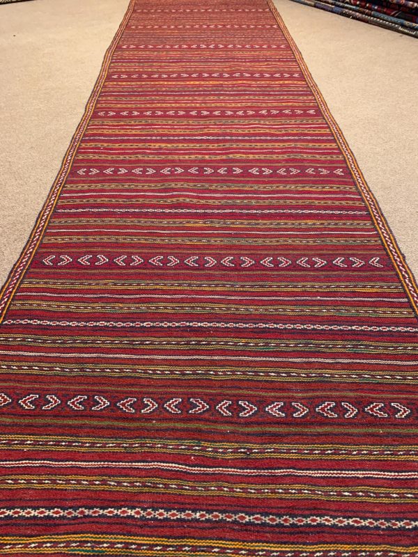 Handmade Green Kazak Rug - 9.8x2.8 ft, 100% Wool Runner - Image 9