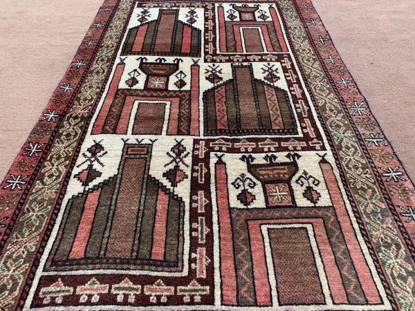 Blue Afghan Handmade Wool Rug - 4.0x6.10 Ft Kazak Design - Image 5