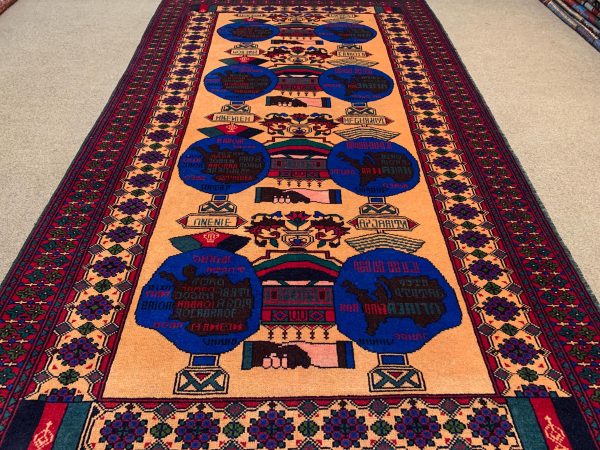 3x5 Ft Handmade Wool Rug - Beige, Black, Red, Handwoven Afghan Baluchi Rug - Image 4