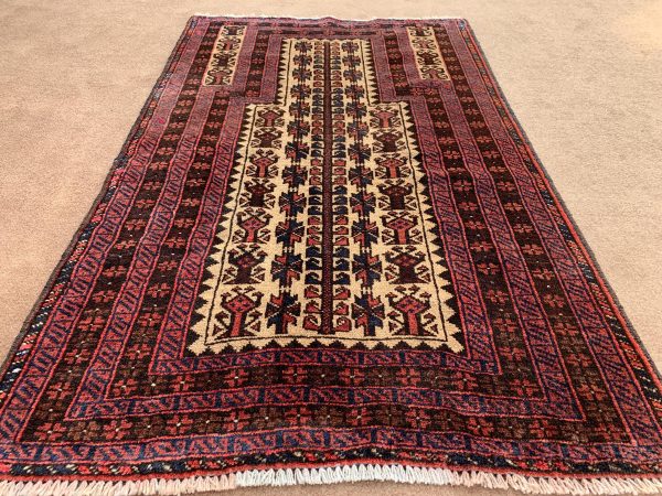 3.10x6.8 Ft Afghan Pictorial Vintage Rug, Yellow, Hand-Spun Wool - Image 2