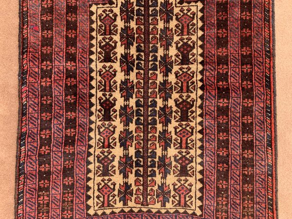 3.10x6.8 Ft Afghan Pictorial Vintage Rug, Yellow, Hand-Spun Wool - Image 5