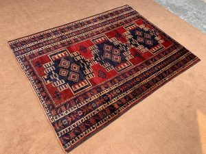 Handmade Afghan Prayer Rug Beige 2.6x4.1 Ft close-up of design