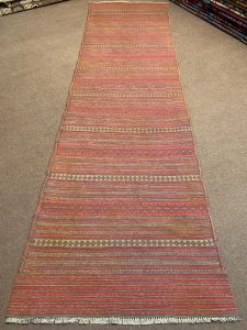 Vintage Afghan Handwoven Kilim Rug – 2.8x9.10 Ft in Brown Wool