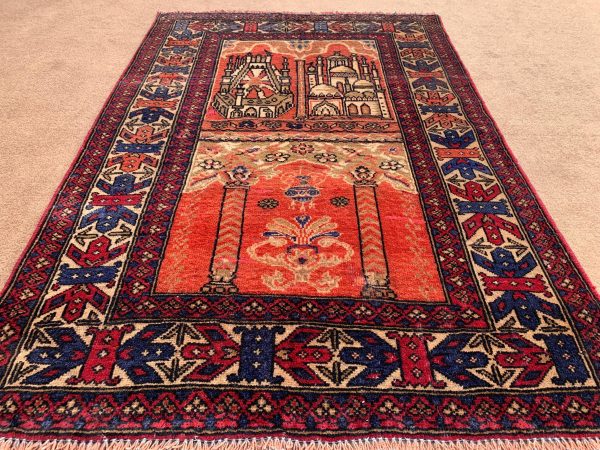 Vintage Red Afghan Kilim Rug 2.7x9.1 Ft Wool Handmade - Image 2