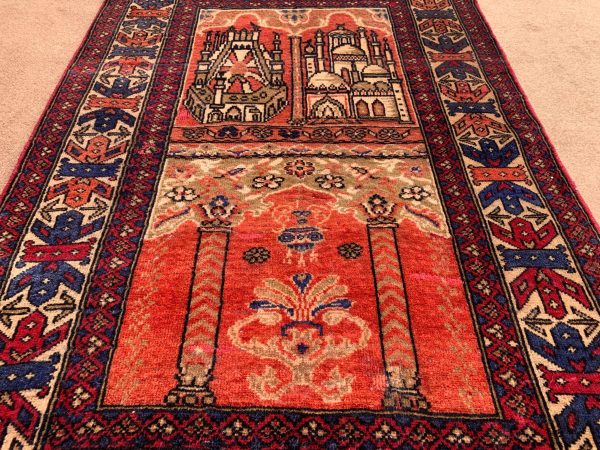 Vintage Red Afghan Kilim Rug 2.7x9.1 Ft Wool Handmade - Image 5