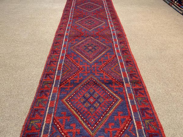 Vintage Afghan Handmade Wool Rug, Red, 6.9x10.4 Ft - Image 5