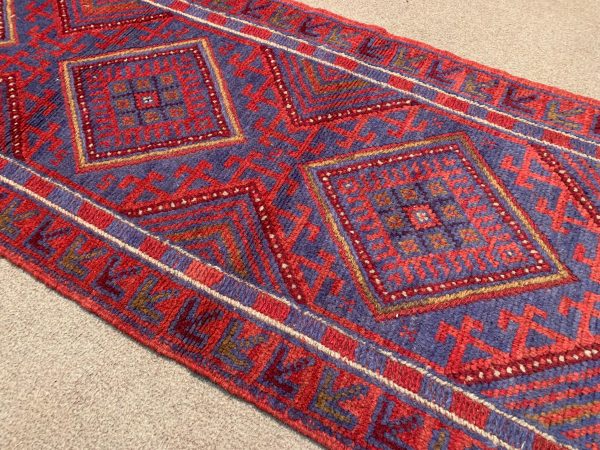 Vintage Afghan Handmade Wool Rug, Red, 6.9x10.4 Ft - Image 7