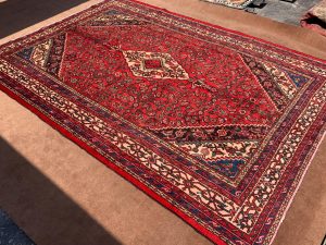 Vintage Red Afghan Handwoven Wool Rug – Full View