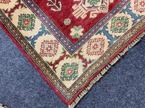 Handmade Afghan Kazak Wool Rug 3.11x5.11 Ft Blue Beige - Image 3