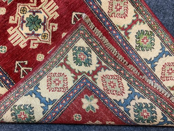 Handmade Afghan Kazak Wool Rug 3.11x5.11 Ft Blue Beige - Image 9