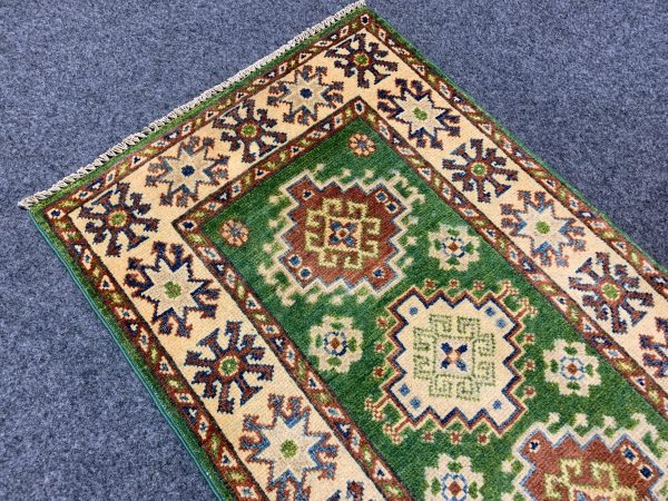 Handmade Kazak Wool Runner Rug, Beige 2.9x4.2 Ft - Image 3