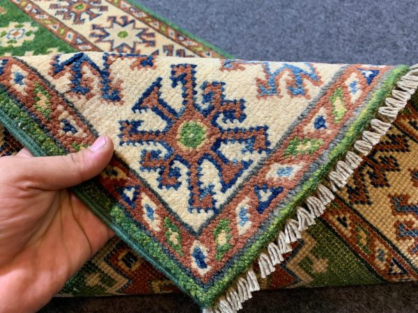 Handmade Kazak Wool Runner Rug, Beige 2.9x4.2 Ft - Image 7