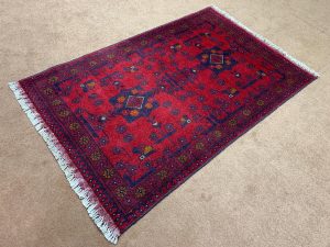 Afghan Handmade Wool Rug 5x5 Ft Red Khal Muhammadi - Front View