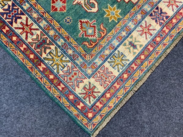 Silver Kazak Rug 4x6 Ft Handwoven Wool Area Rug - Image 3