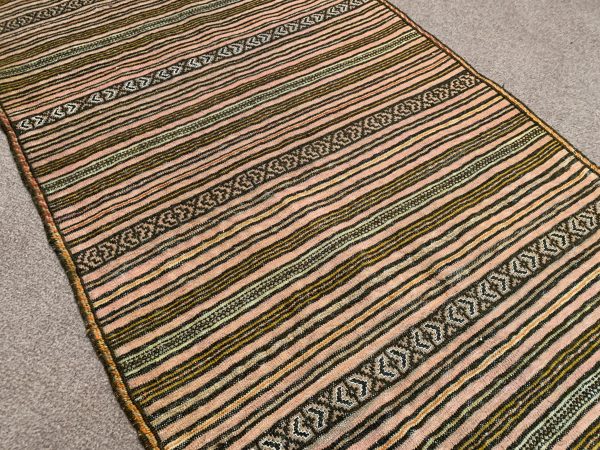 Vintage Afghan Handmade Wool Kilim Runner Rug 2.7x9.9 Ft Red - Image 6