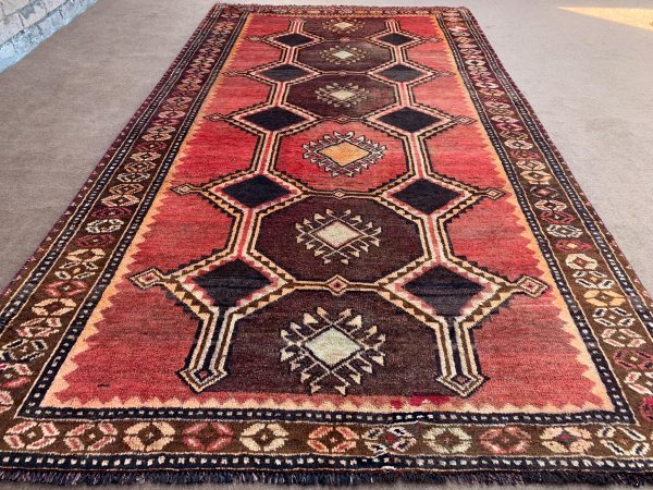 Vintage Afghan Kilim Rug 5.2x5.11 Ft Handwoven Red Wool - Image 2