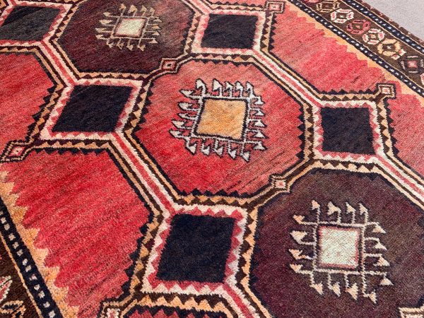 Vintage Afghan Kilim Rug 5.2x5.11 Ft Handwoven Red Wool - Image 5