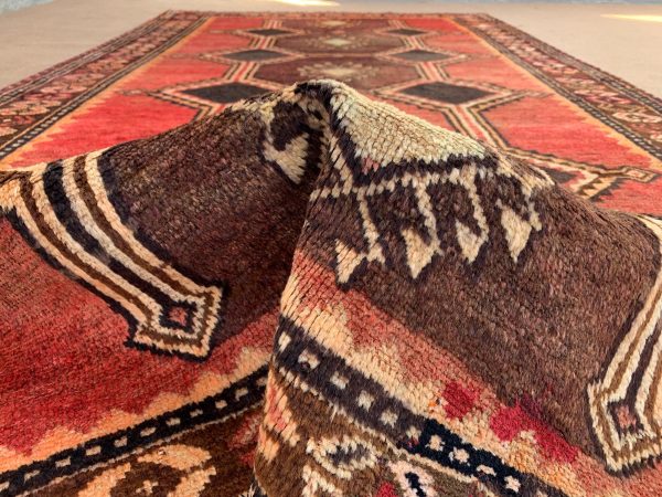 Vintage Afghan Kilim Rug 5.2x5.11 Ft Handwoven Red Wool - Image 7