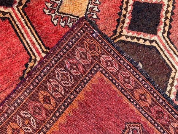 Vintage Afghan Kilim Rug 5.2x5.11 Ft Handwoven Red Wool - Image 9