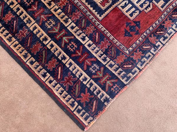 Handmade Afghan Prayer Rug Beige 2.6x4.1 Ft Wool - Image 3