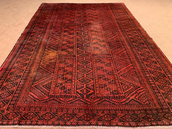 Vintage Blue Afghan Handwoven Wool Runner Rug 2.1x8.4 Ft - Image 2